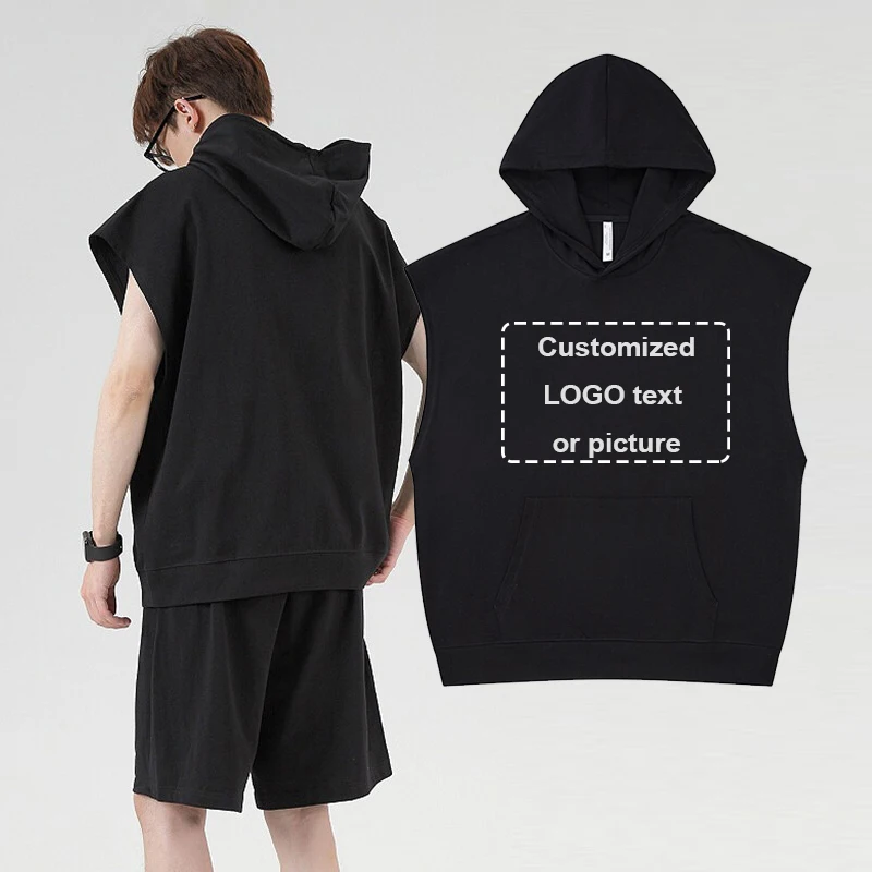 

NO Sleeves hoodie Your own design brand logo custom men's and women's DIY hoodie sweatshirt casual fleece hoodie 275g GSM W053