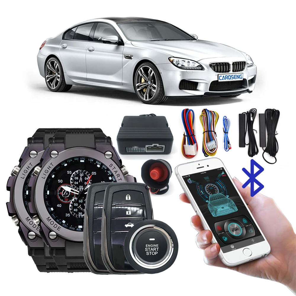 

Carqseng 12V Remote Start Car Alarm System One-Way Smart Watch Keyless Entry with Remote Control Key