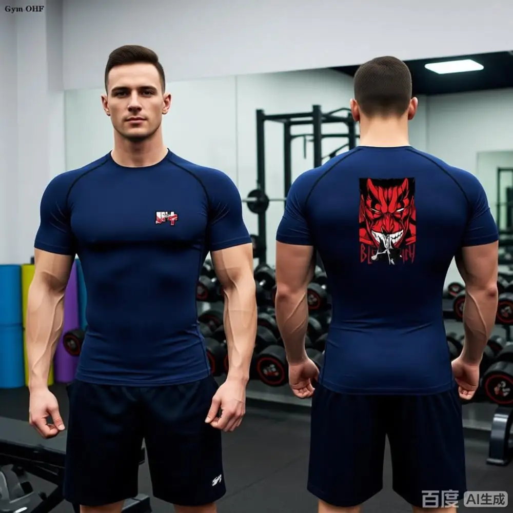 Men's Compression Spider Printed T-Shirt Sports Muscle Fitness Tight Quick-drying Long Sleeve Breathable Gym Bottoming Clothes