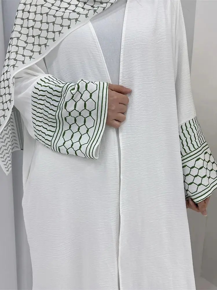 Ramadan Eid White Muslim Kimono Abaya Damen Dubai Turkey Islam Abayas For Women Modest Dress Kebaya Robe Femme Musulmane Kaftan