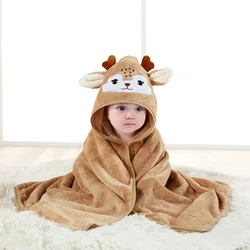 Children Cartoon Animal Bath Towel Soft Newborn Hooded Towel Blanket Toddler Bathrobe Warmth  Sleeping Swaddle Wrap