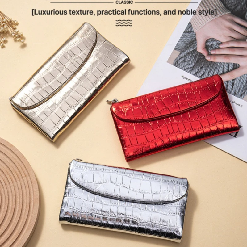 

Large Capacity RFID Blocking Wallet - Crocodile Pattern Leather Long Zipper Purse with Phone Compartment & Multi-Card Slots