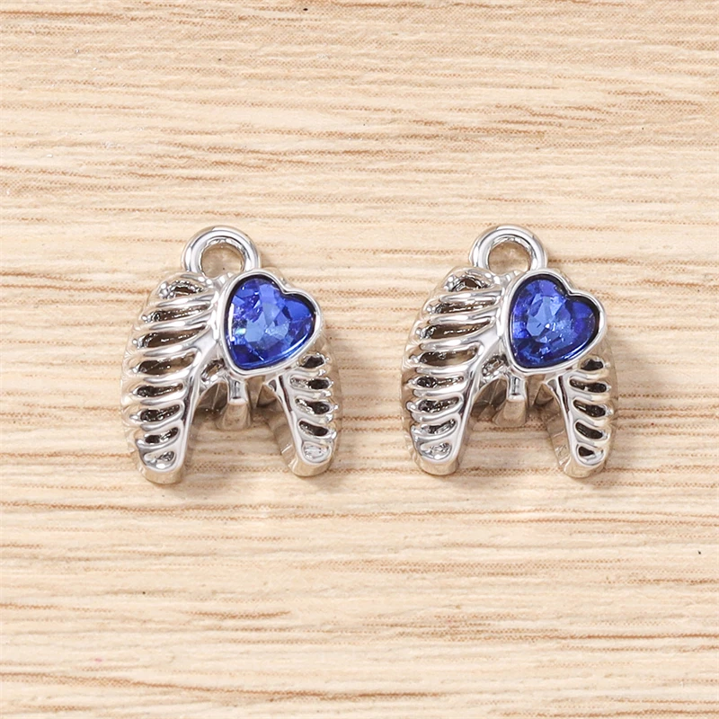 5 Stück 11 x 13 mm niedliche Kristall-Metallflügel-Herz-Anhänger, passend für Halsketten, Ohrringe, Armbänder, DIY-Handwerk, Schmuckherstellung, Zubehör – Detail 8