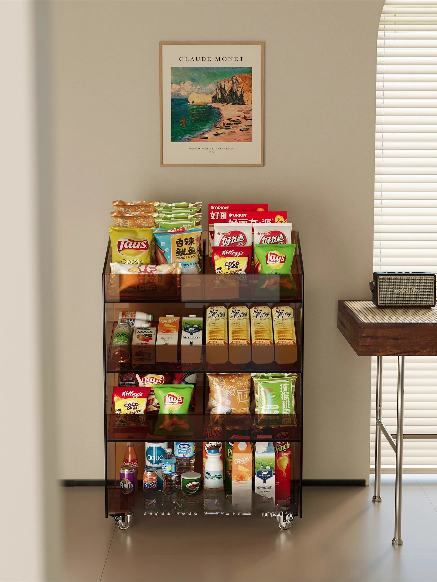 Medieval snack rack, living room trolley side several layers of fruit and vegetable kitchen vegetable basket movable storag