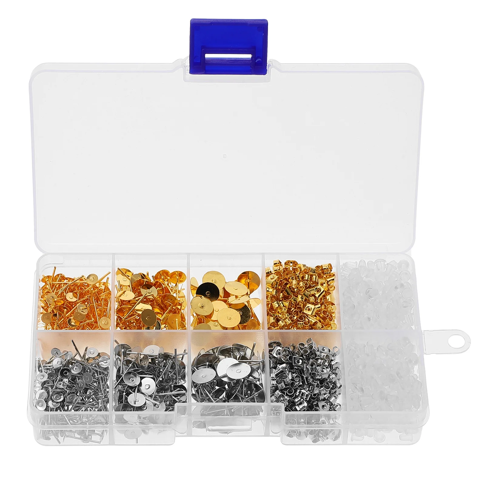 1 صندوق فارغ المشاركات وسادة مسطحة لتقوم بها بنفسك القرط صنع قاعدة للمجوهرات الحرف لوازم الأذن الحافة إعدادات القرط المعدني الفراغات