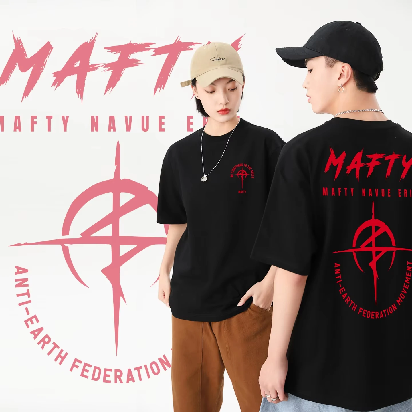 Double Sided Military Logo T-Shirt Men Organization Print Oversized Dark Mecha Streetwear Unisex Tee