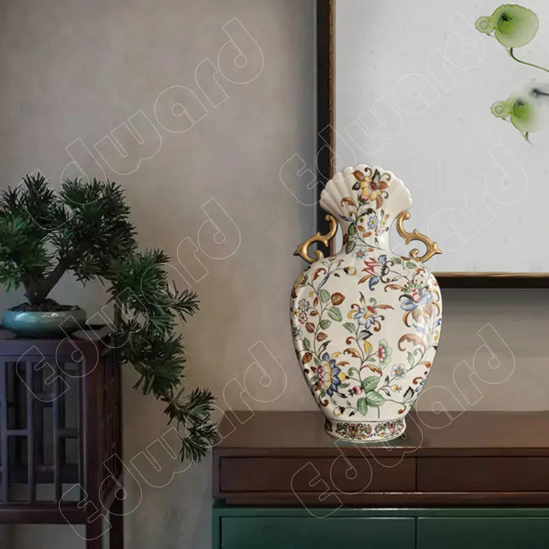 

Pastoral Style Vase European Style Ceramic Vases Decoration Arrangement Device Crack Vintage Wine Cabinet In Living Room Decor