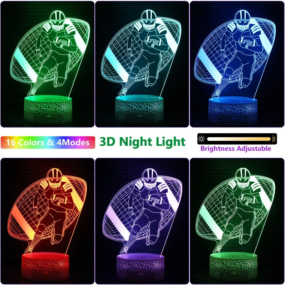 Football Night Light for Boys 3D Lamp for Birthday Christmas Gift