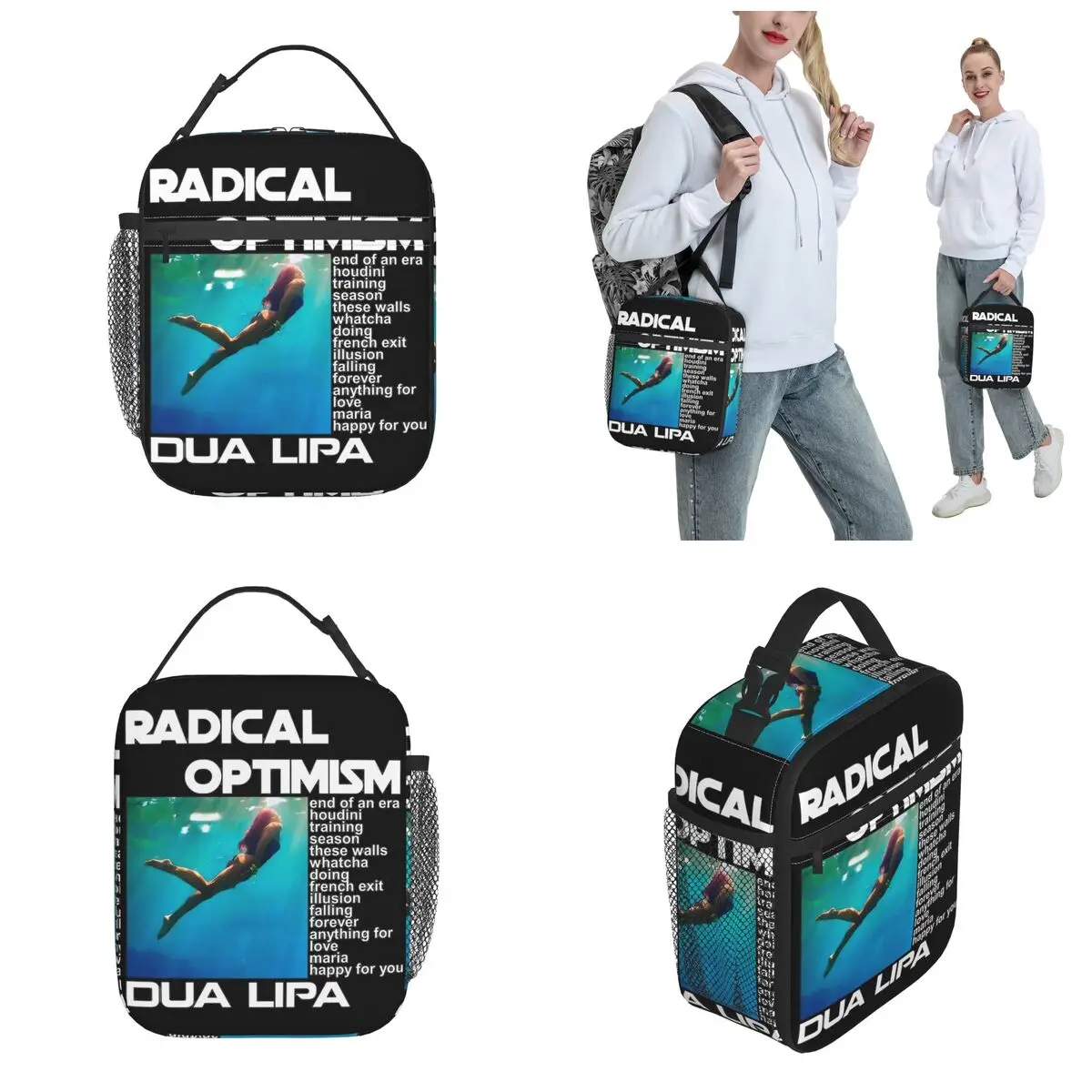 D-Dua Lipa Singer Radical Optimism Album Insulated Lunch Bag For School Food Storage Bag Portable Thermal Cooler Lunch Box