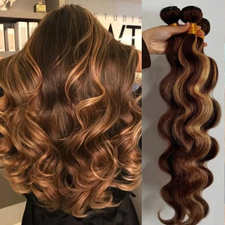 

16A Highlight Ombre Bundles body wave Bundles Human Hair Unprocessed Brazilian Colored Raw Hair Bundles Weave Extensions Deals