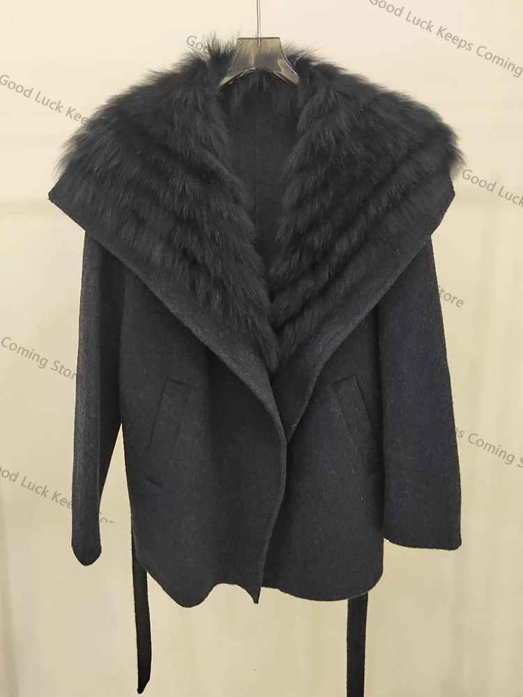 2025 automne hiver réel manteau de fourrure de renard dames vêtements d'extérieur femmes femme cachemire fourrure naturelle laine veste laine veste de luxe