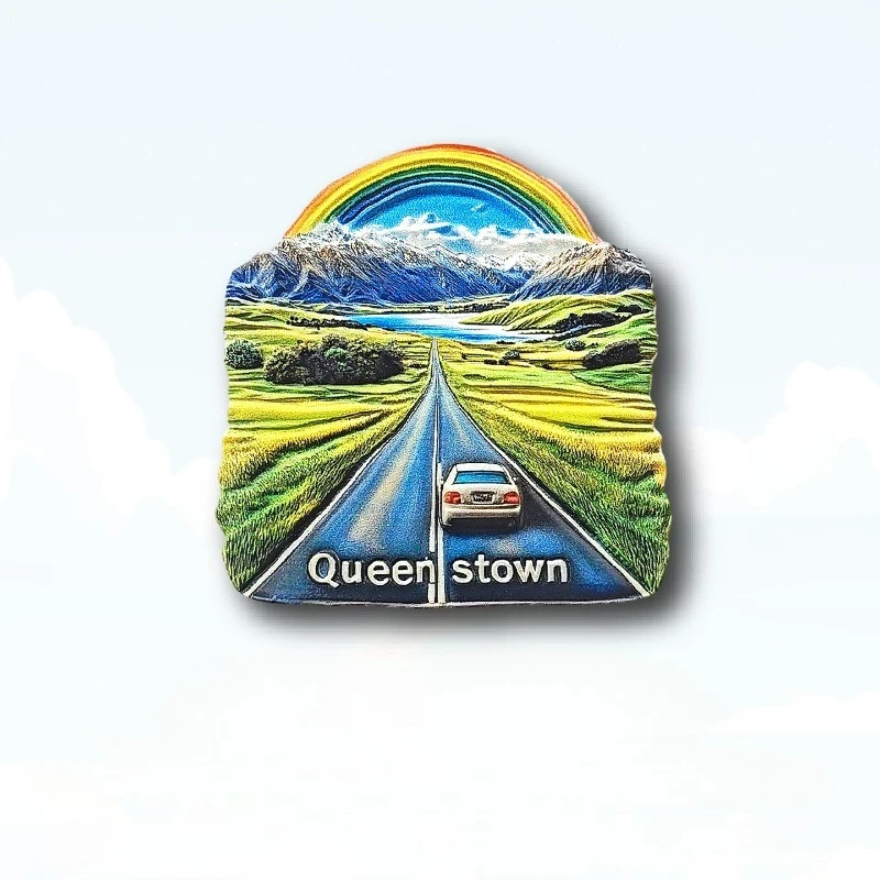 مغناطيس ثلاجة Queenstown Mountain Road - هدية مغامرة ديكور مغامرة ثلاثية الأبعاد لتزيين جبال الألب الجنوبية