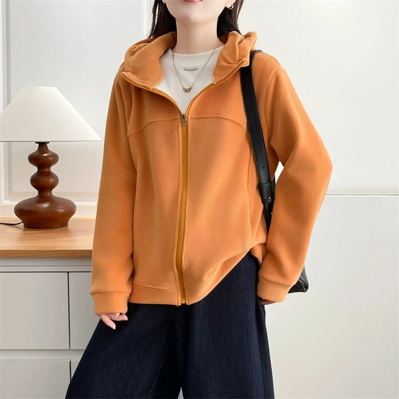 Fashion Parkas Hooded Jacket Women Autumn Winter Cotton Padded Jacket Student Coat velvet Warm Outerwear Female Hoodie Sweater