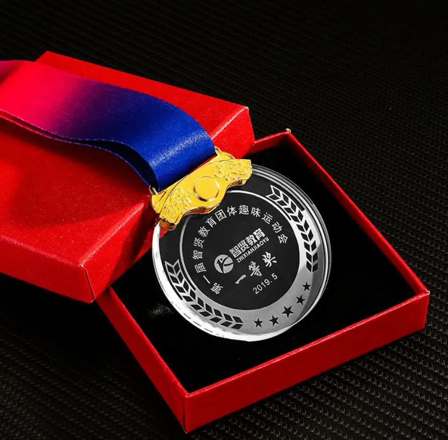 تخصيص ميدالية كريستال الألعاب الرياضية المنافسة الهدايا التذكارية الميداليات التعليمية المدرسية