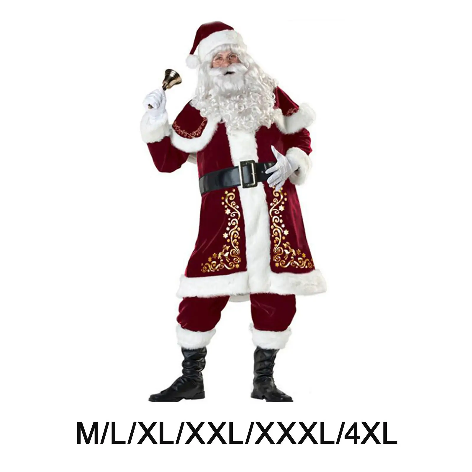 Santa Claus Costume Reusable Boots Waist Belt Comfortable Gloves Shawl Glasses