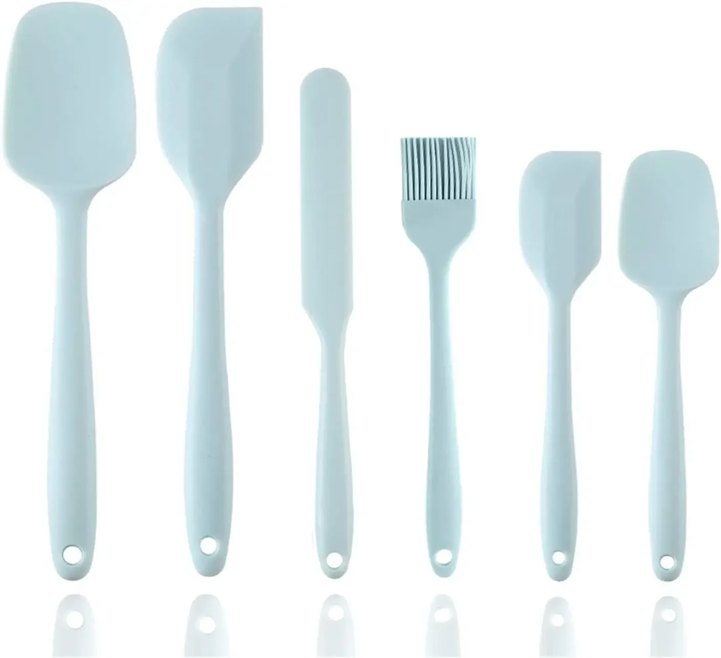 6-teiliges Silikon-Spatel-Set, lebensmittelecht, antihaftbeschichtet, hitzebeständig, Spatel, Wender zum Kochen, Backen, Mischen, Backen – Detail 11