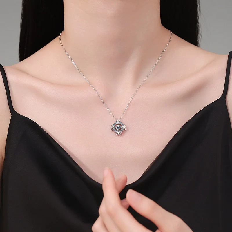 ZFSILVER Fashion Trendy s925 Silver Luxury Moissanite Round Cross Necklace For Charms Women Accessories Party Jewelry Gift XL289