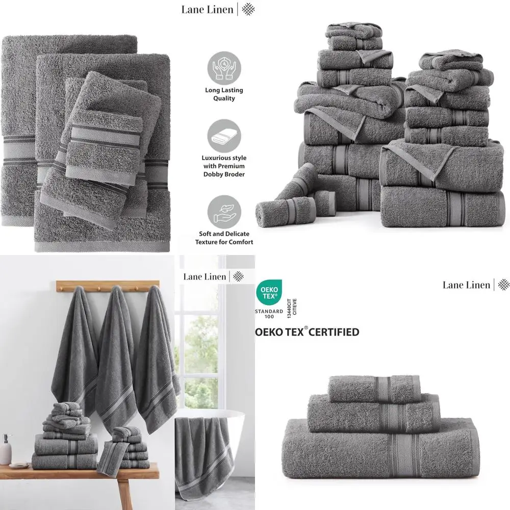 

Набор из 18 мерсеризованных хлопчатобумажных полотенец: 6 ванн, 6 рук, 6 мочалок, мягкие, прочные, идеально подходят для дома и спа, холодный серый цвет