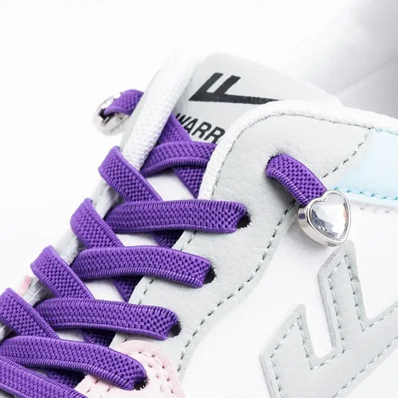 Heart Diamond Elastic Laces Sneakers No Tie Shoelaces Colorful rhinestone Shoe laces without ties Kids Adult Quick Flat Shoelace