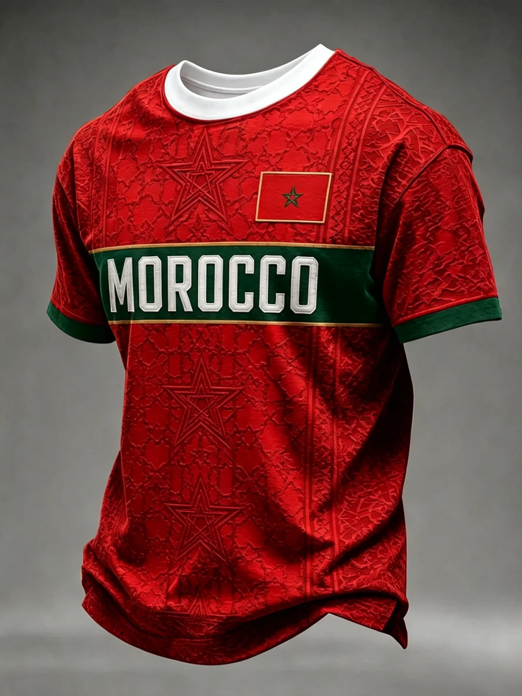 Morocco Away Soccer White Green Shirt Men T Shirt Women Tee Boys Top Children Parent Child Quick Dry Short Sleeves Kids Tshirt