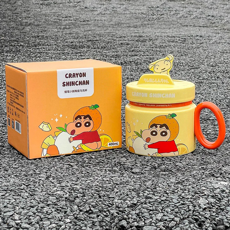 

Cartoon Crayon Shin-Chan 400Ml Ceramic Mug Cute Girls Coffee Cup with Cover Large Capacity Water Cup Household Milk Cup