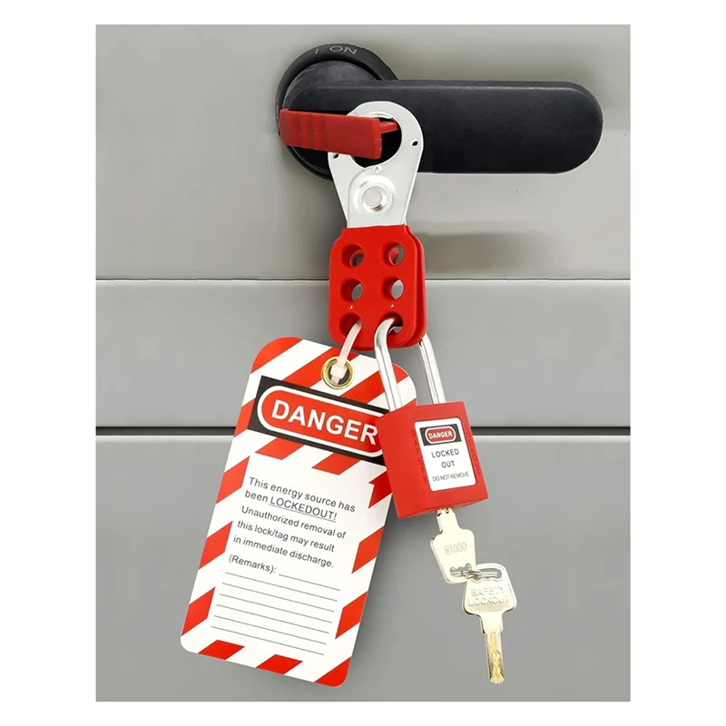 

-A25M Lockout Tagout Station,6 Pcs Safety Padlock, Lockout Station, 2 Pcs Hasp,32 Pcs Tags 20 Pcs Zip Ties,For Electric Power