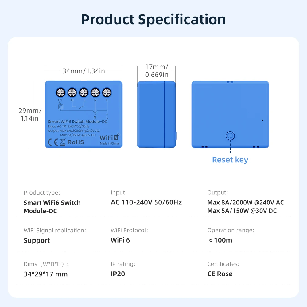 AVATTO Tuya WiFi 6 スマートドライコンタクトスイッチモジュール AC 100-240V ユニバーサルDIYブレーカーリレー Alexa、Google Home、Alice対応