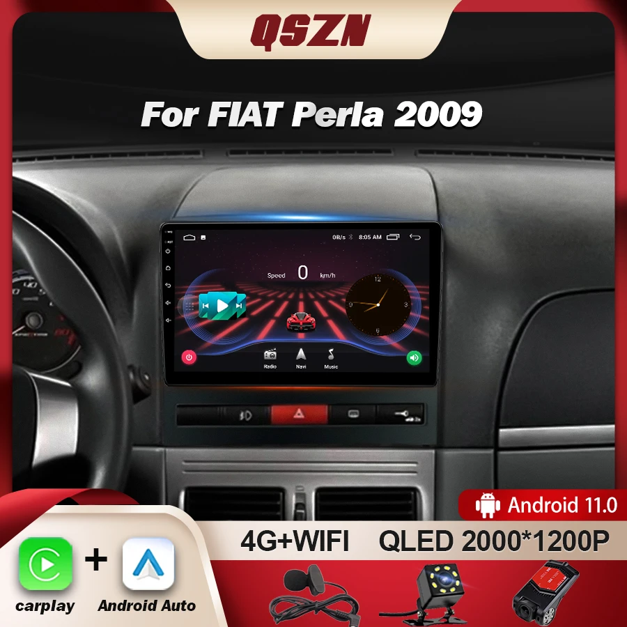 

QSZN Android 13 Car Radio For Fiat Perla Strada Albea Siena 2009 Multimedia Video Player Navigation GPS Carplay Autoradio Stereo