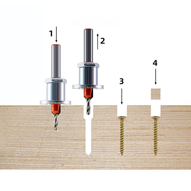 Adjustable Countersink Woodworking Router Core Limiter Alloy Drill Bits Wood Drilling Milling Cutter Screw Limit cone drill