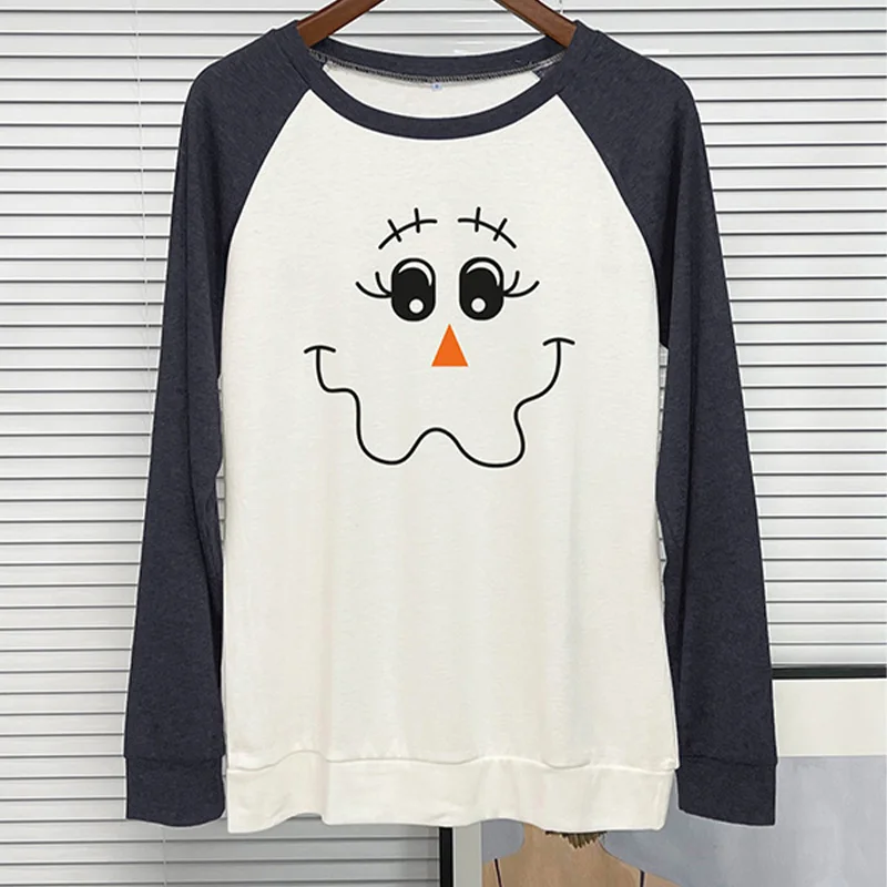 2024 Women's T-shirt Retro Fun Smiling Face Printed T-shirt Short Sleeved Loose Fashion Cute Autumn Holiday Pattern T-shirt