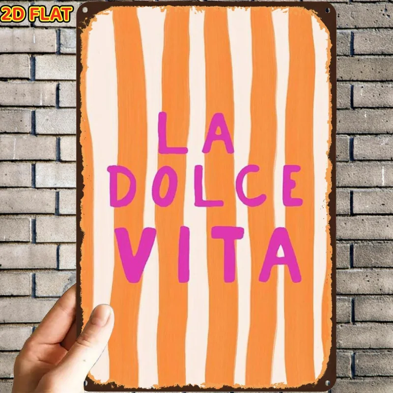 Two-dimensional plane，1Pieces，Sweet Life Striped Design Metal Tin Sign