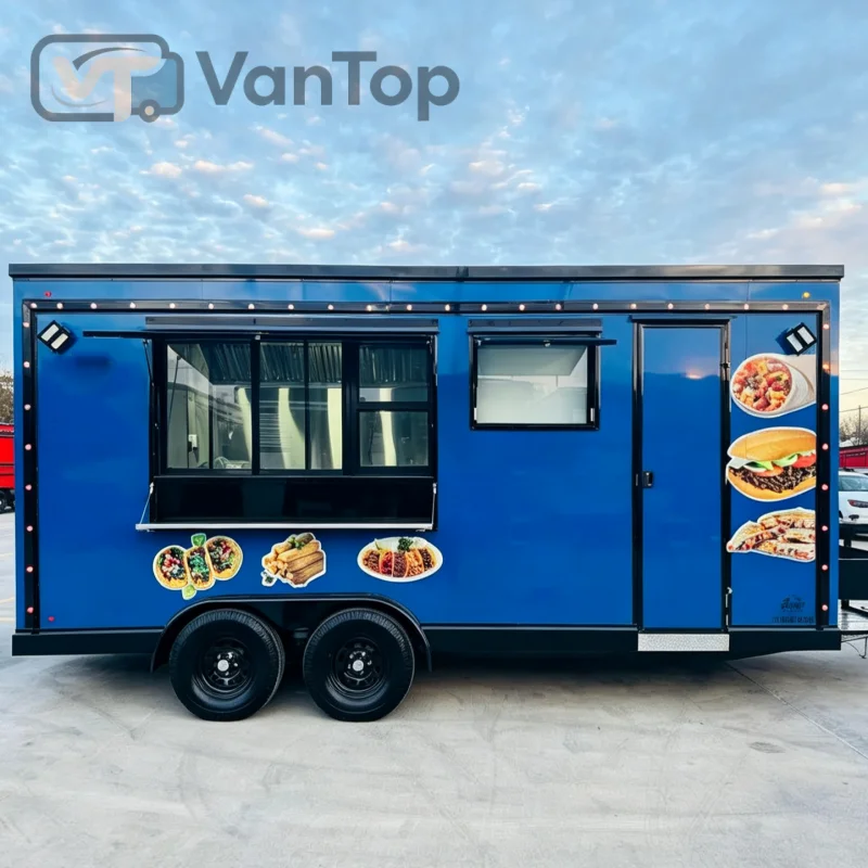 Vantop Custom Food Trailer Mobile Food Truck Concession Trailer with Stainless Steel Commercial Kitchen