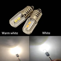 E10 lâmpada LED para substituição lanterna, 3V, 6V, 12V, tocha, luz de trabalho, lâmpada de instrumento, branco e branco quente