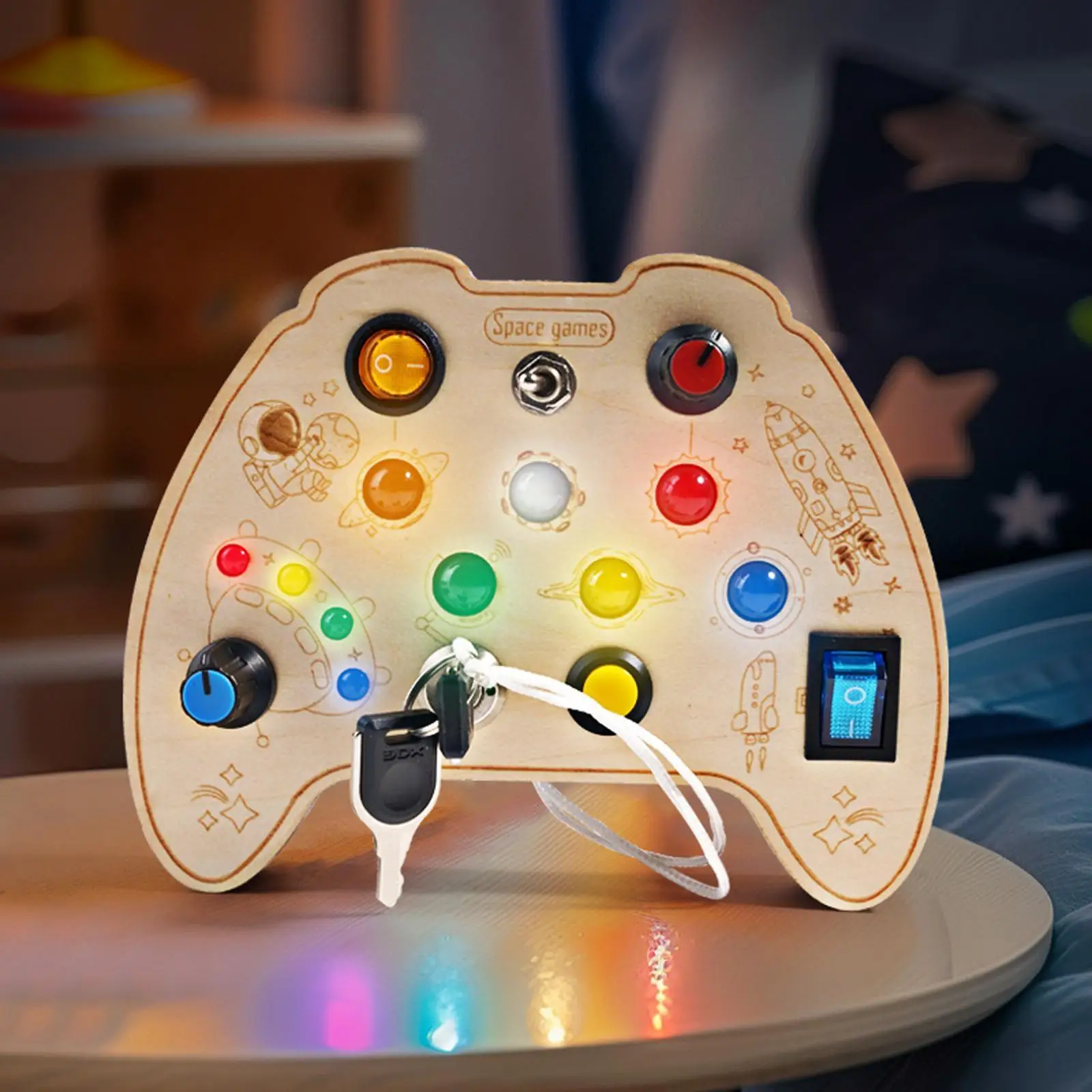 Tablero ocupado con interruptor de luz LED, juguete Montessori, actividades para niños