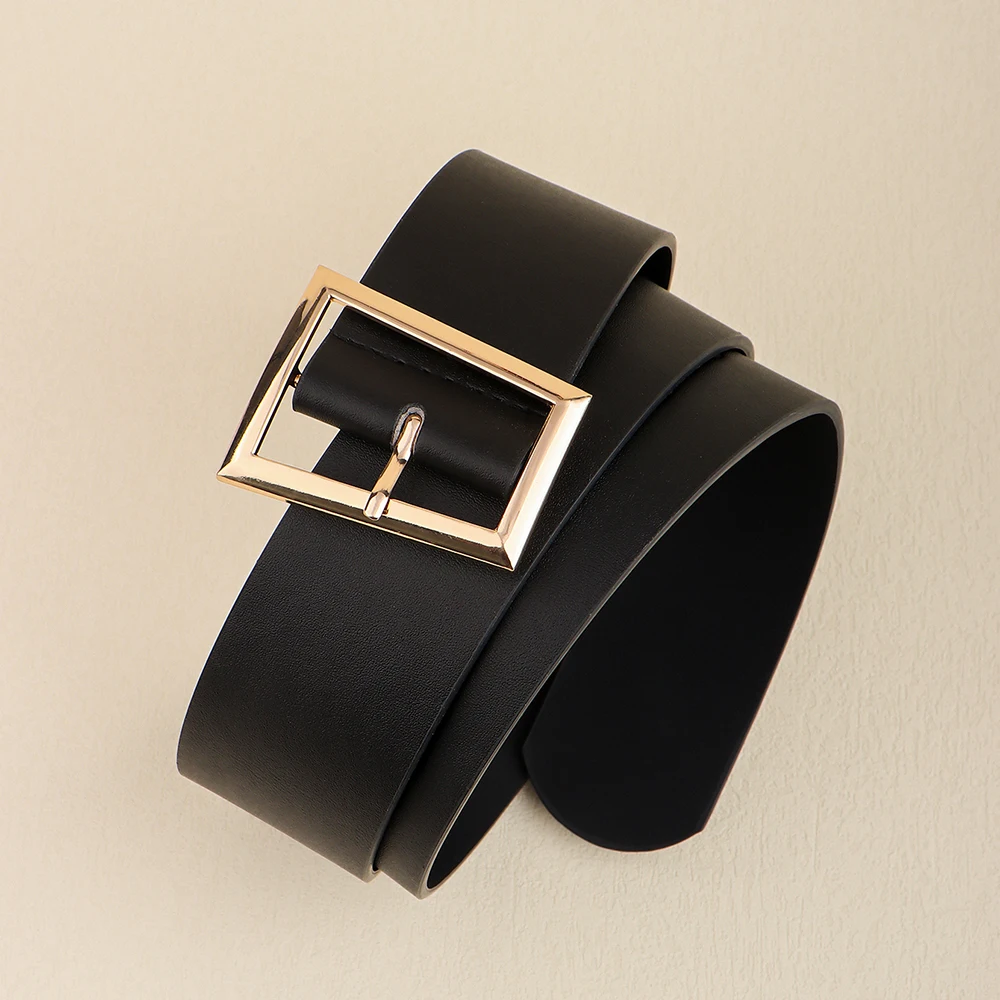 Ultra wide waist support Waist belt for women Fashion decorative coat with dress corset waist rectangular metal black belt