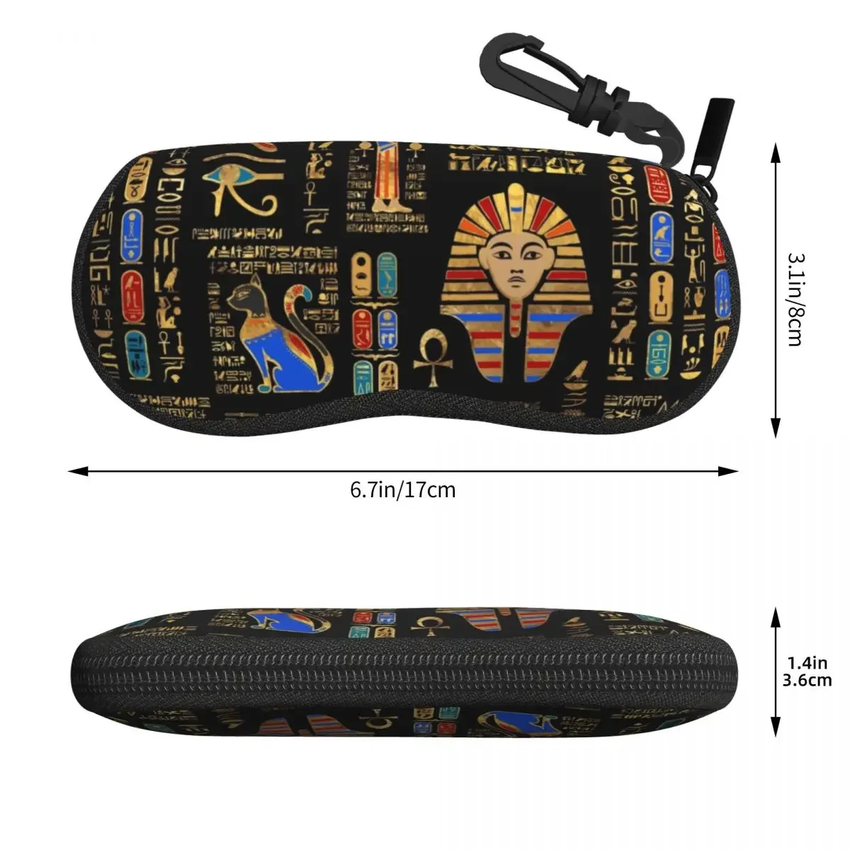 Custom Egyptian Hieroglyphs And Deities Glasses Case Stylish Ancient Egypt Art Shell Eyeglasses Case Sunglasses Box