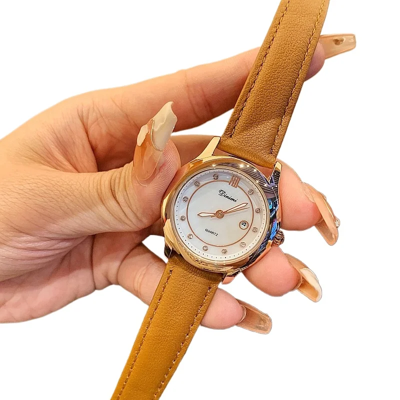 

Модные кварцевые часы со стразами и бриллиантовой шкалой, светящиеся простые темпераментные поясные часы с календарем, женские часы