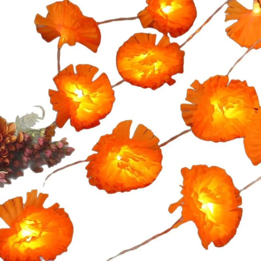 

Mexican Style Halloween Marigold Led Lights Creative Orange Artificial Flowers String Lights Warm Light Funny