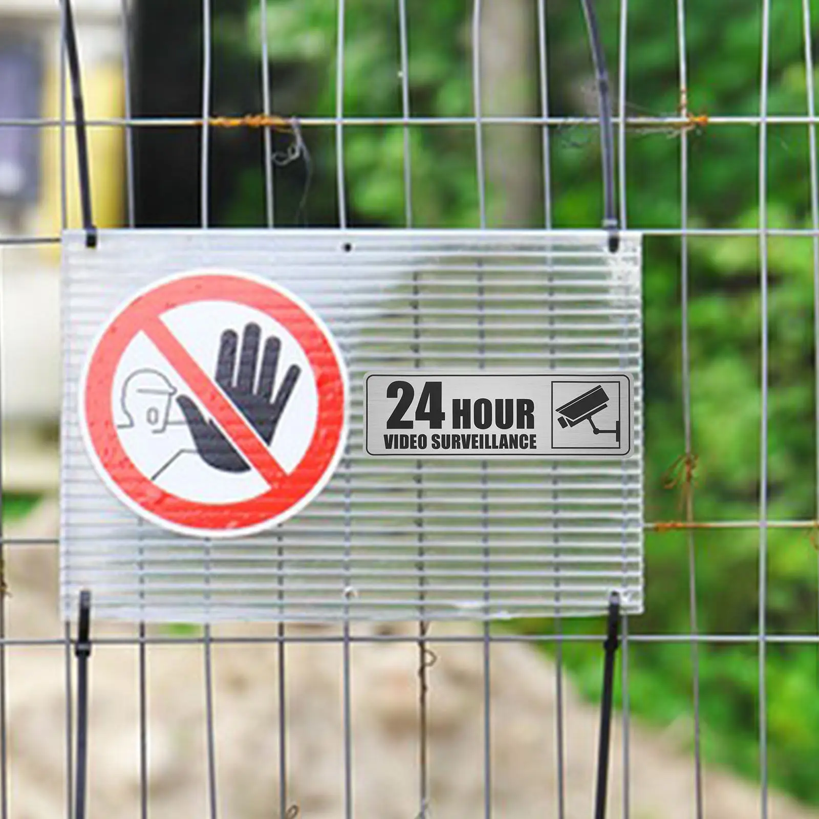 

2 Sheets Monitoring Sticker Self-Adhesive Security Camera Sign for Office Public Spaces 24 Hour Video Surveillance Warning Decal