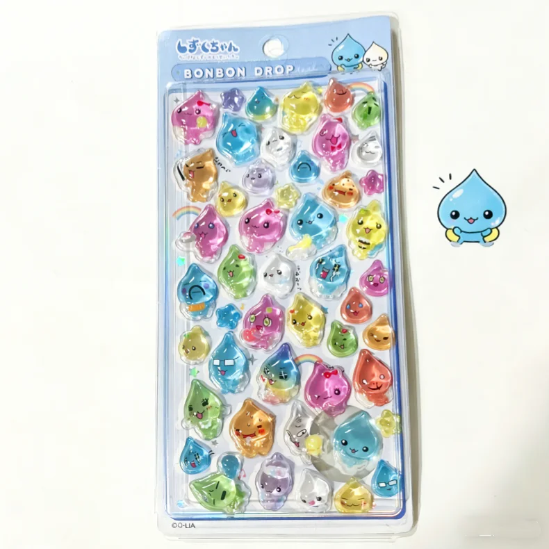 

Adorable Water Drop Jia Mini 3D Stickers - High-Fashion Cartoon Decals with Solid Crystal Design, Perfect Gift