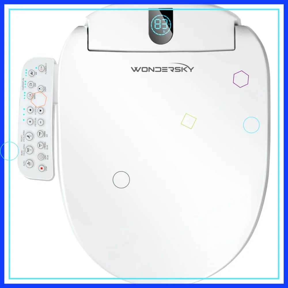 

Smart Heated Bidet Toilet Seat with Warm Water & Dryer, Adjustable Temperature, Soft Close Round Seat
