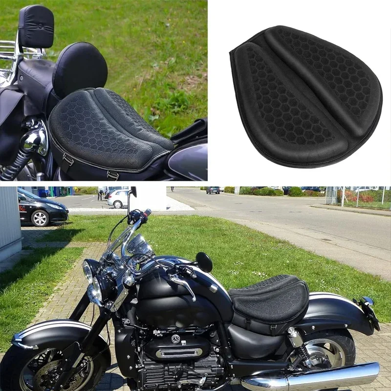 3D Universal Motorcycle Gel Seat Cushion Honeycomb Highly Elastic Breathable Shock Absorbing Cycling Saddle Anti-Slip