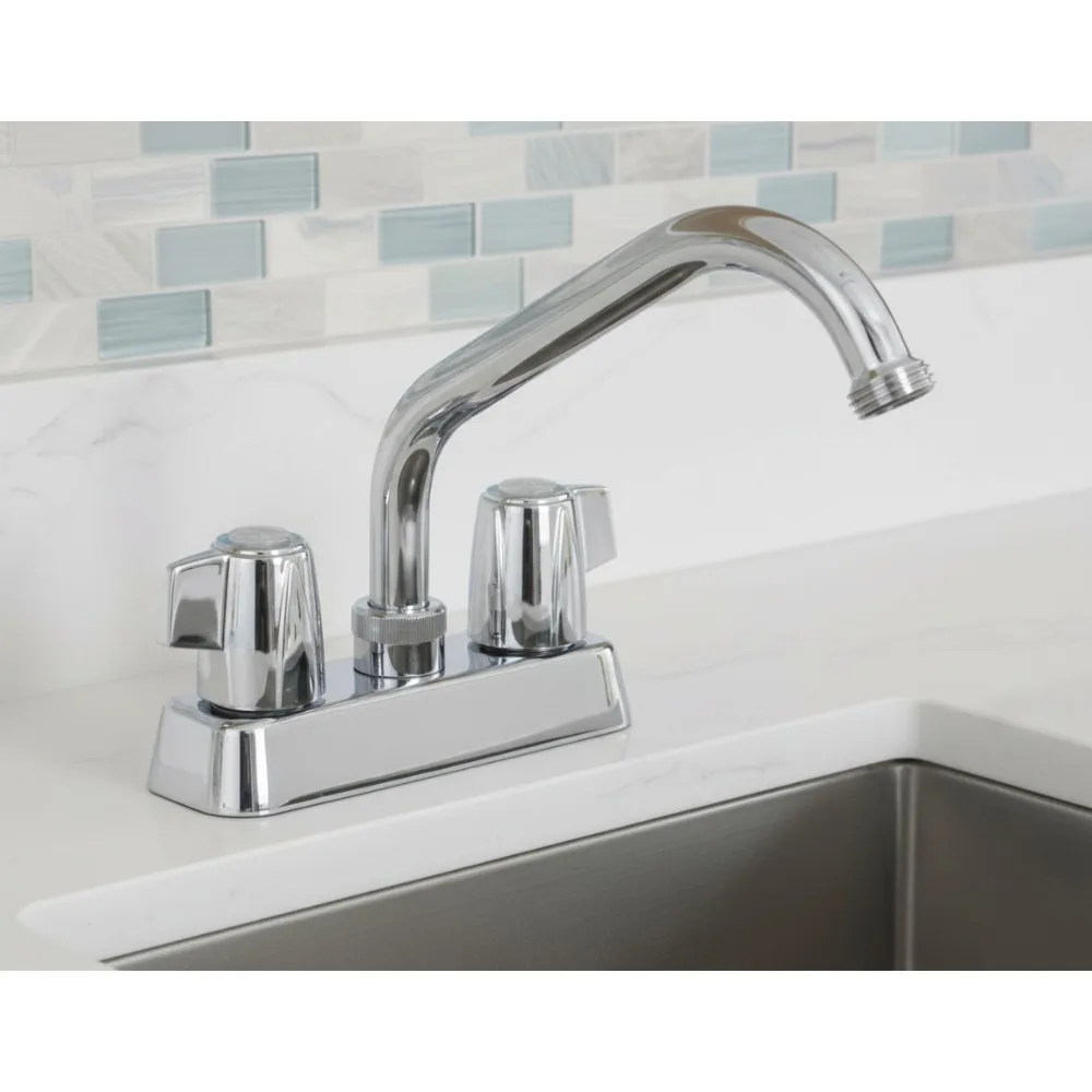 

2-Handle Centerset Utility Sink Faucet Chrome Finish Easy Installation Threaded Spout for Kitchen Bathroom