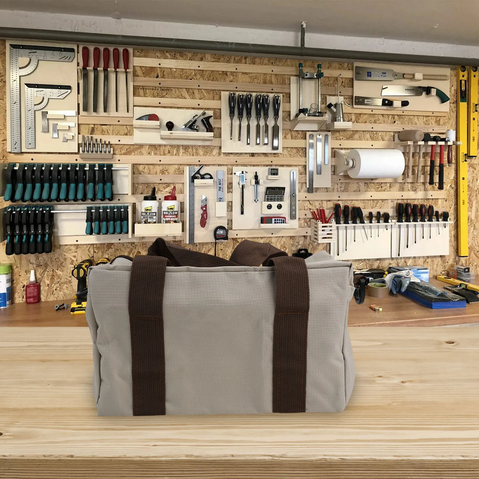 30x12x18cm Waterproof Tool Bag Wide Strap Handle Easy To Carry Strong Zippers Sturdy Bottom For Vehicle Maintenance