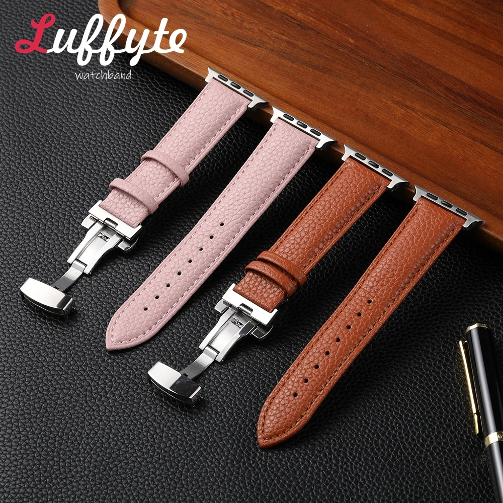 Ремешок Lichee для Apple Watch 49/44/45/42/38/40/41 мм, браслет из нержавеющей стали с пряжкой для IWatch Ultra 9 8 7 6 5 4 Se