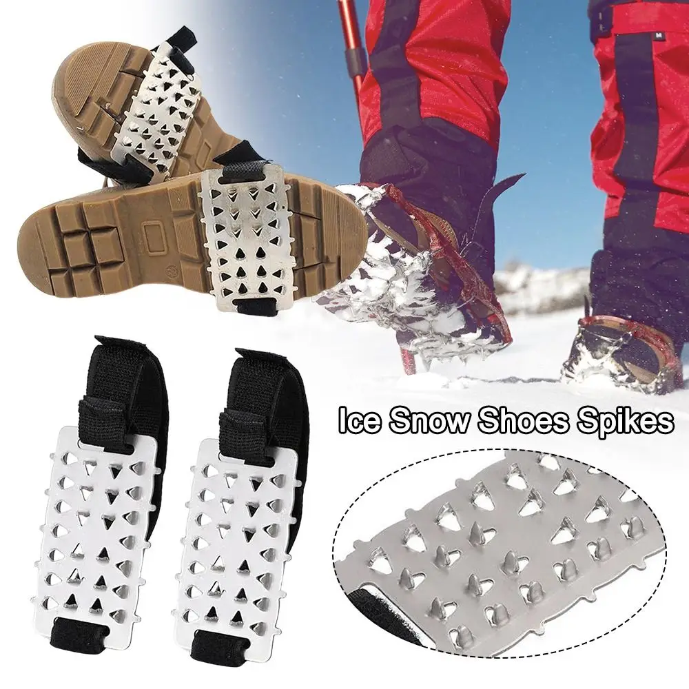 

1Pair 26 Teeth Spikes Crampons Stainless Steel Non-slip Ice Grippers Gripper Snow Spikes for Men Women Hiking Boots and Shoes