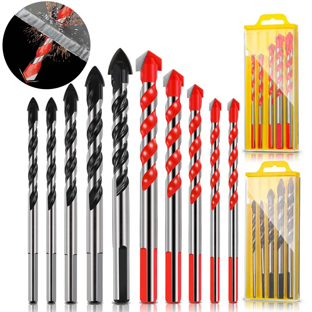 3-12mm Multifunctional Glass Metal Tile Drill Bit Triangle Diamond Drill Set Ceramic Concrete Brick Wood Punching Hole Saw Drill