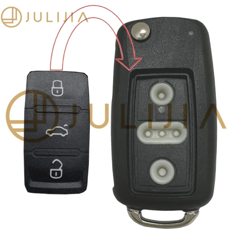 Replacement Shell Skin For VW Golf 7 Seat Passat Polo MK7 Touran Tiguan For Skoda Octavia Flip Remote Car Key Case Rubber Pad