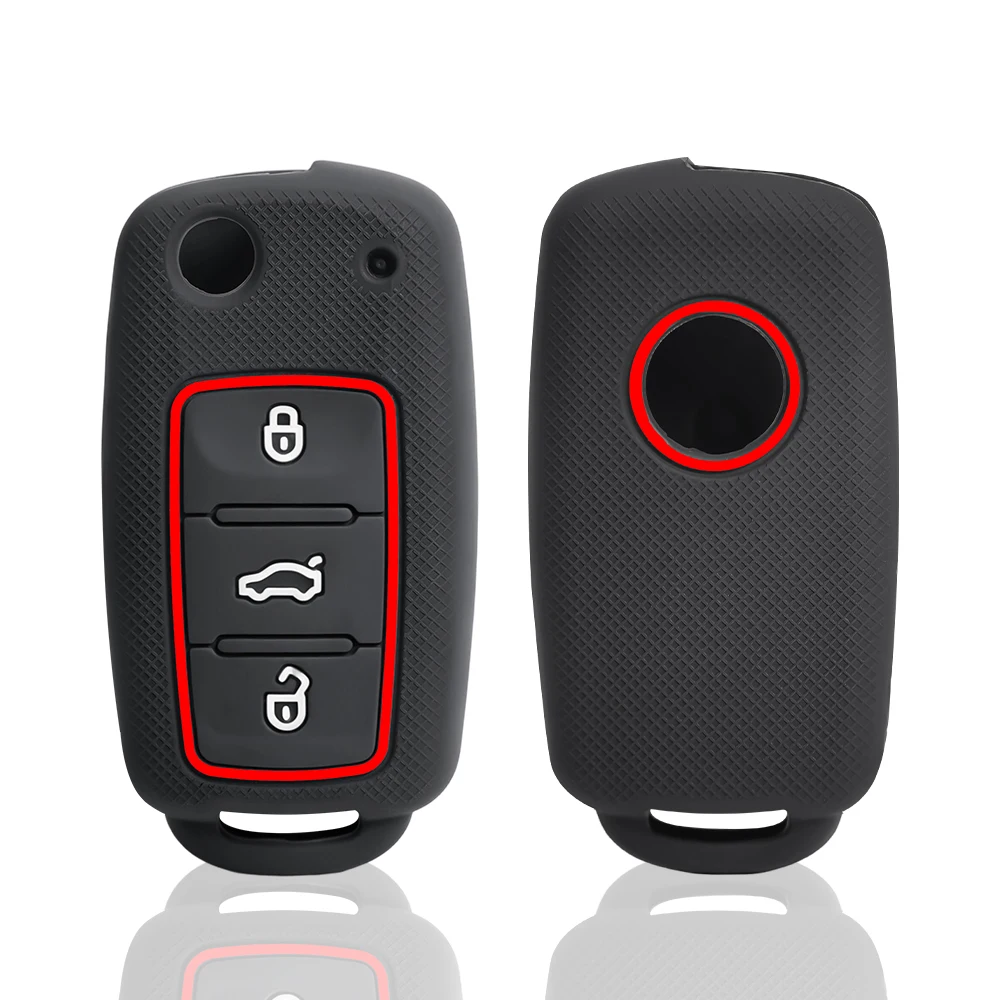 3 Button Silicone Remote Key Fob Case Cover For SEAT Leon Ibiza For VW Golf Polo Bora Beetle Tiguan For SKODA Fabia Superb