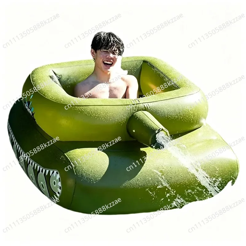 Inflatable Water Play Equipment, Water Battle Tank Toy with Pool Party Swim Ring & Spray Car